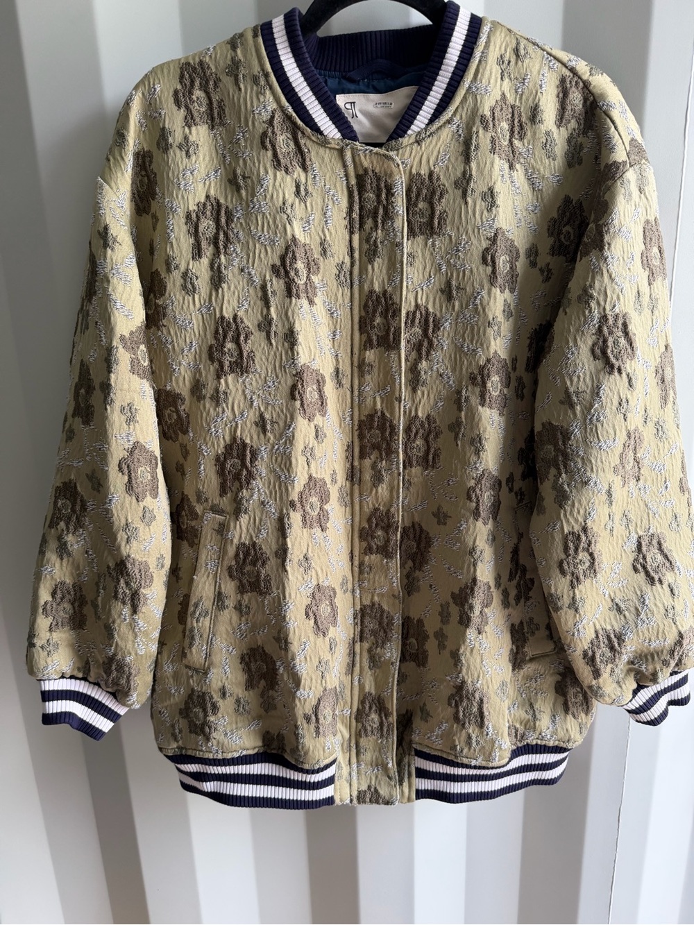 Pilcro Anthropologie Slouchy Floral Bomber Jacket Moss S